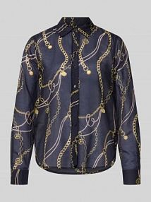 Bluzka z dodatkiem jedwabiu i kołnierzykiem typu kent Gant granatowa damska EAN 4300624