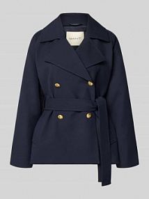 Kurtka z kołnierzem z połami i wiązanym paskiem Gant granatowa damska EAN 4700409