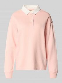 Bluzka z długim rękawem z kołnierzykiem polo i krótką listwą guzikową Gant różowa damska EAN 4201436