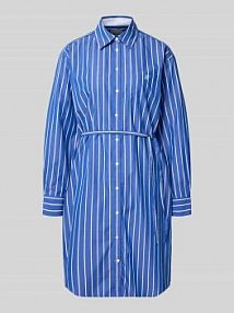 Sukienka koszulowa do kolan z wiązanym paskiem Gant niebieska EAN 4503534