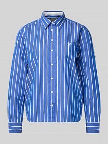 Bluzka o kroju regular fit z Brustasza i Wyhaftowane logo Gant niebieska damska EAN 4300705