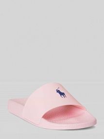 Klapki basenowe z nadrukiem z logo Polo Ralph Lauren różowe damskie EAN 804973925