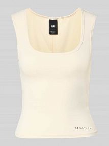 Top w kroju slim fit z detalem z logo model 'Refine' P.E Nation biały damski EAN 261W007_CREAM