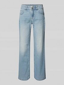 Jeansy o kroju straight fit w 5 kieszeni model 'Marlena' MOS MOSH niebieskie damskie EAN 176640