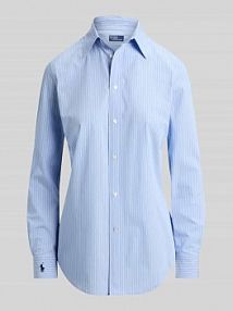 Bluzka koszulowa o kroju slim fit z mieszanki bawełny Polo Ralph Lauren niebieska damska EAN 211941509