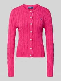 Kardigan rozpinany o kroju slim fit z wyhaftowanym logo Polo Ralph Lauren różowy EAN 211971868