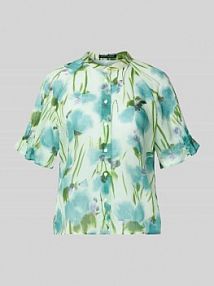 Bluzka z mieszanki lyocellu i ramii, krój regular fit LUISA CERANO zielona damska EAN 238690 3833