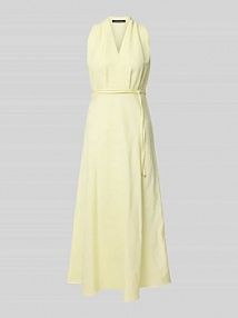 Sukienka midi z dekoltem w serek i wiązanym paskiem LUISA CERANO żółta EAN 738651 3824