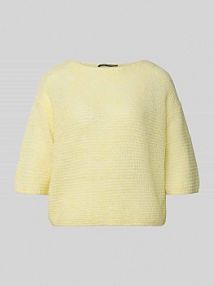 Koszulka z dzianiny o kroju relaxed fit z dodatkiem alpaki w imitacji dzianiny LUISA CERANO żółta damska EAN 138781 5348