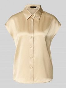 Bluzka z jedwabiu z listwą guzikową, krój regular fit LUISA CERANO beżowa damska EAN 238686 3752