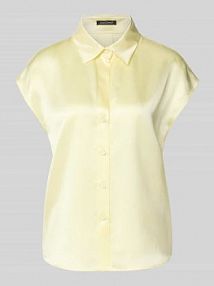 Bluzka z jedwabiu z listwą guzikową, krój regular fit LUISA CERANO żółta damska EAN 238686 3752