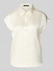 Bluzka z jedwabiu z listwą guzikową, krój regular fit LUISA CERANO biała damska EAN 238686 3752