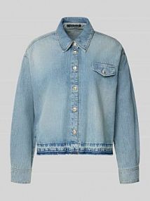 Bluzka jeansowa w pudełkowym kroju z brustaszą LUISA CERANO niebieska damska EAN 238675 4194