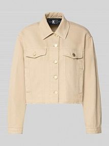 kurtka jeansowa z kieszeniami na piersi i frędzlami LUISA CERANO beżowa damska EAN 438330 3829