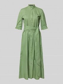 sukienka midi ze stójką i wiązanym paskiem LUISA CERANO zielona EAN 738661 4161