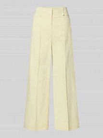 Spodnie materiałowe Wide Fit z domieszką wiskozy LUISA CERANO żółte damskie EAN 638896 3715