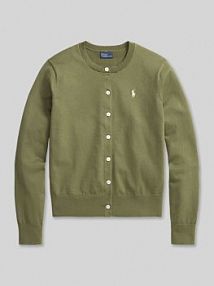 Kardigan rozpinany krój regular fit z mieszanki bawełny Polo Ralph Lauren oliwkowy EAN 211971871
