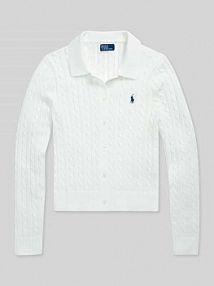 Kardigan z czystej bawełny, krój slim fit Polo Ralph Lauren biały EAN 211971881