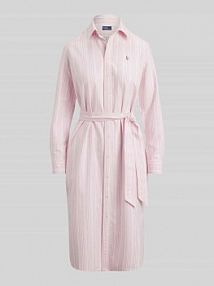 Sukienka koszulowa w wzór oxford z paskiem Polo Ralph Lauren różowa EAN 211959901