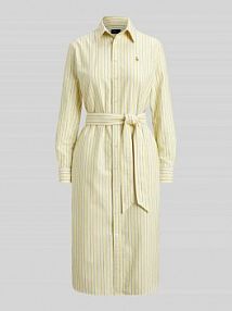 Sukienka koszulowa w wzór oxford z paskiem Polo Ralph Lauren żółta EAN 211959901