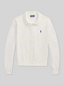 Kardigan z mieszanki bawełny, krój slim fit Polo Ralph Lauren biały EAN 211972110