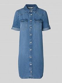 Dopasowana sukienka jeansowa z mieszanki bawełny i wiskozy model 'LISA' Only niebieska EAN 15353176