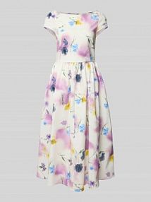 Sukienka midi z kwiatowym nadrukiem allover model 'Bridgerton' - GMK for Bridgerton GUIDO MARIA KRETSCHMER WOMAN fioletowa EAN GMK5173001