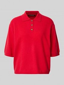 Koszulka z dzianiny z mieszanki wełny i kaszmiru z kołnierzykiem polo LUISA CERANO czerwona damska EAN 138764 5871