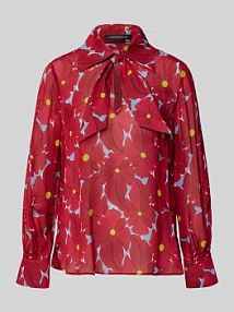 Bluzka z wiskozy z wiązanym kołnierzem typu pussy-bow LUISA CERANO czerwona damska EAN 238665 3821