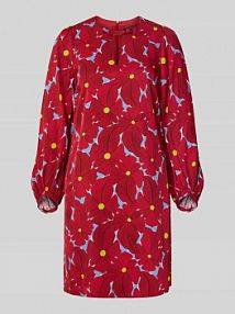 Sukienka tunikowa z wiskozy z dekoltem w kształcie łezki LUISA CERANO czerwona EAN 738623 3822