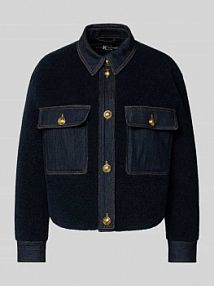 Kurtka z bouclé z kołnierzem kent i kieszeniami piersiowymi LUISA CERANO granatowa damska EAN 438535 4200