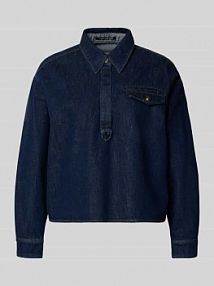 Bluzka jeansowa o kroju regular fit z brustaszą LUISA CERANO niebieska damska EAN 238641 4184