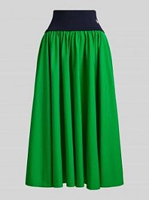 Rozkloszowana spódnica midi z czystej bawełny Polo Ralph Lauren zielona EAN 211A96329