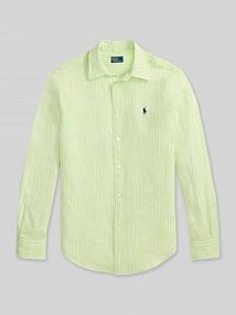 Bluzka koszulowa z czystego lnu Polo Ralph Lauren zielona damska EAN 211A96158