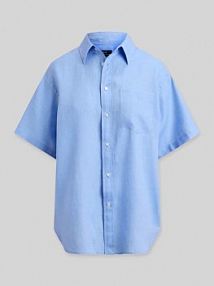 Bluzka koszulowa Oversized z czystego lnu Polo Ralph Lauren niebieska damska EAN 211A96160
