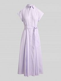 Taliowana sukienka koszulowa z czystej bawełny Polo Ralph Lauren fioletowa EAN 211A96363