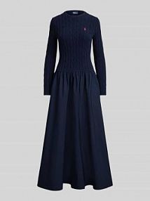 Rozkloszowana dzianinowa sukienka z mieszanki wełny z domieszką kaszmiru Polo Ralph Lauren granatowa EAN 211A96349