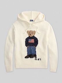 Bluza z kapturem z dzianiny o kroju comfort fit z intarsją z Nadruk Polo Bear Polo Ralph Lauren damska EAN 211A96253