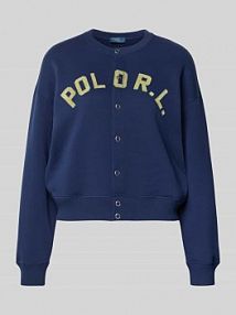 Bluza rozpinana z nadrukiem z logo i listwą guzikową Polo Ralph Lauren granatowa damska EAN 211A96268