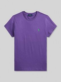 T-shirt z wyhaftowanym logo Polo Ralph Lauren fioletowy damski EAN 211B14605