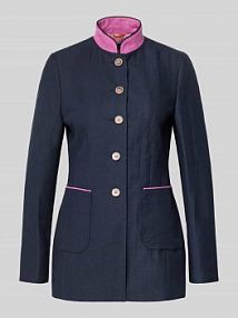 Marynarka o kroju slim fit z Mieszanka lnu i bawełny WHITE LABEL granatowy EAN 238915-2610