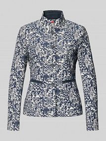 Marynarka w kratkę w kroju slim fit ze stójką WHITE LABEL granatowy EAN 238353-2530