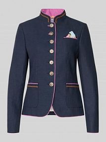 Marynarka o kroju slim fit z Mieszanka lnu i bawełny WHITE LABEL granatowy EAN 238815-2610