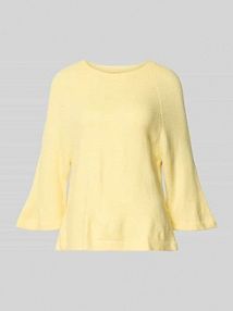 Oversizeowy sweter dzianinowy z rękawem 3/4 model 'SIMONI' Only żółty damski EAN 15333199