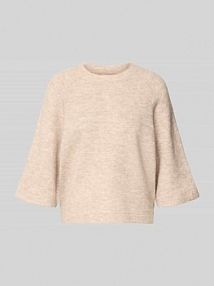 Oversizeowy sweter dzianinowy z rękawem 3/4 model 'SIMONI' Only beżowy damski EAN 15333199