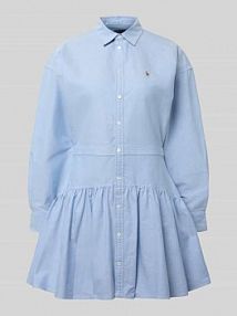Dopasowana sukienka koszulowa z czystej bawełny Polo Ralph Lauren niebieska EAN 211B22755