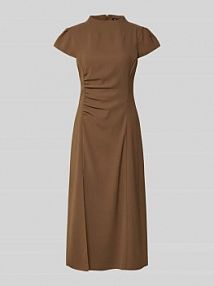 Sukienka midi ze stójką i marszczeniami Armani Exchange brązowa EAN XW002838.AF21529