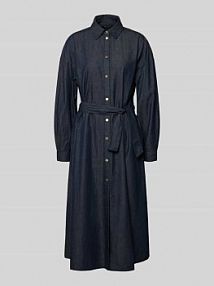 sukienka koszulowa z tkaniny stylizowanej na denim z wiązanym paskiem Armani Exchange niebieska EAN XW001794.AF21337