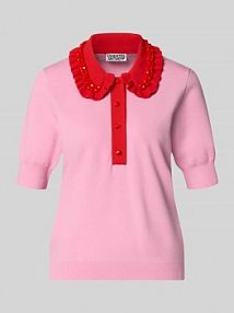 Sweter z mieszanki wiskozy o kroju regular fit, model 'JEWELRY' Essentiel Antwerp różowy damski EAN JEWELRY