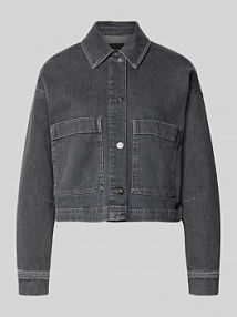 Jeansowa kurtka o kroju boxy fit z naszywanymi kieszeniami Model 'Niandra' someday szara damska EAN 10514412199409